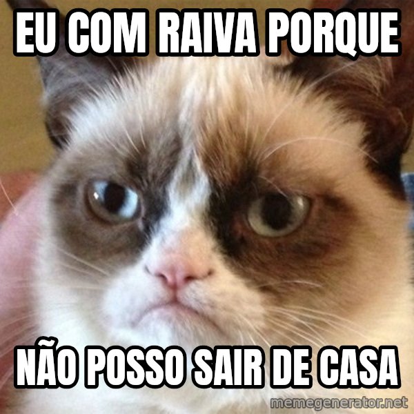 Angry Cat Meme meme: eu com raiva porque / não posso sair de casa