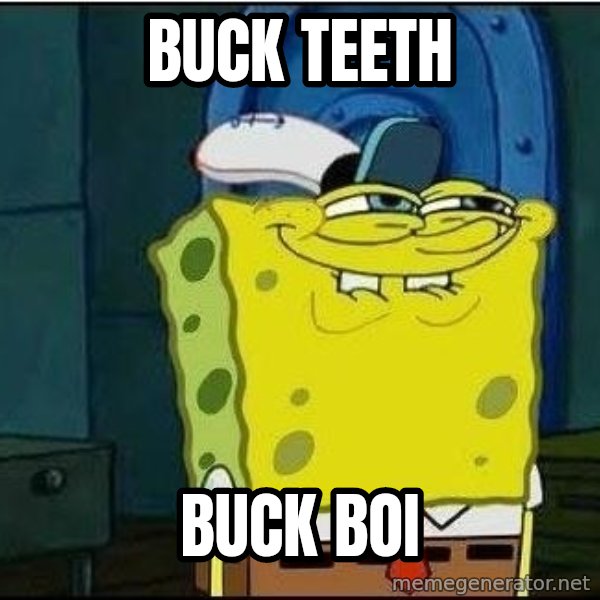 Spongebob Face meme: buck teeth / buck boi