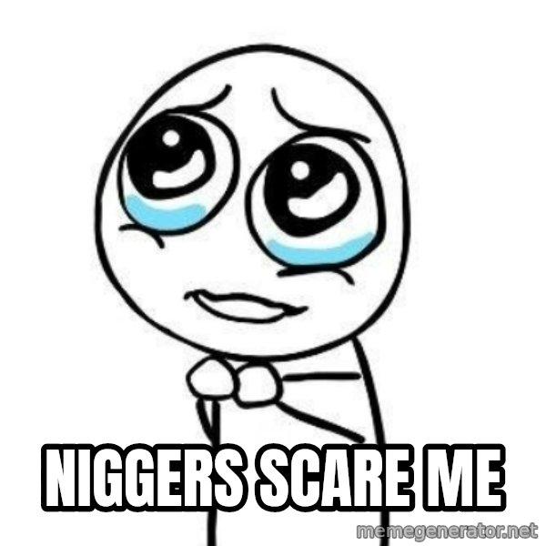 Please guy meme: niggers scare me
