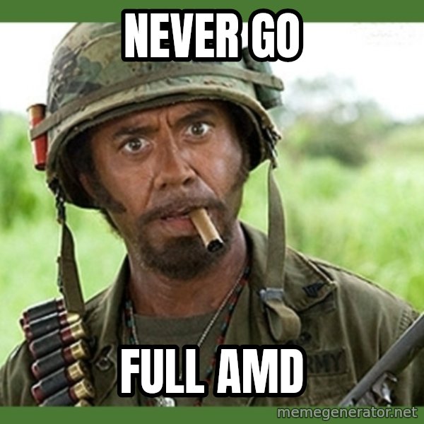 went full retard meme: never go / full amd