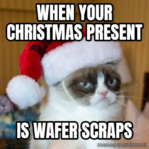 Grumpy Cat Santa Hat meme: when your christmas present / is wafer scraps