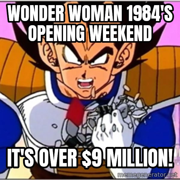Over 9000 meme: Wonder Woman 1984's opening weekend / It's over $9 million!