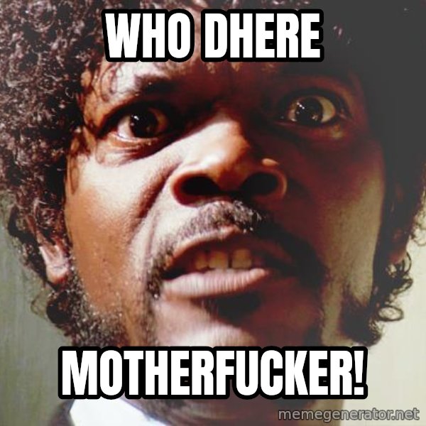 Mad Samuel L Jackson meme: Who dhere / Motherfucker!