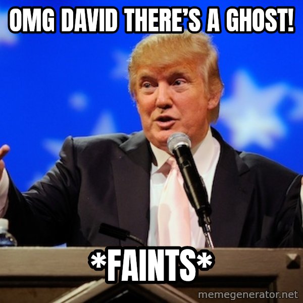Annoying Facebook Girl meme: Omg David there’s a ghost! / *faints*