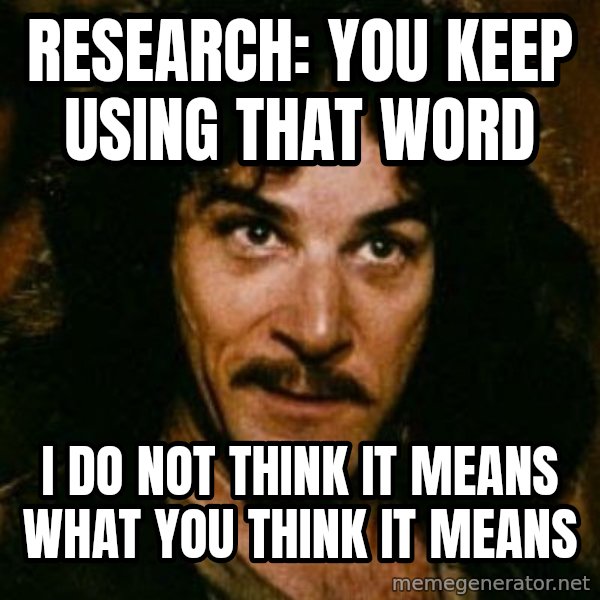 You keep using that word, I don't think it means what you think it means meme: Research: You keep using that word / I do not think it means what you think it means