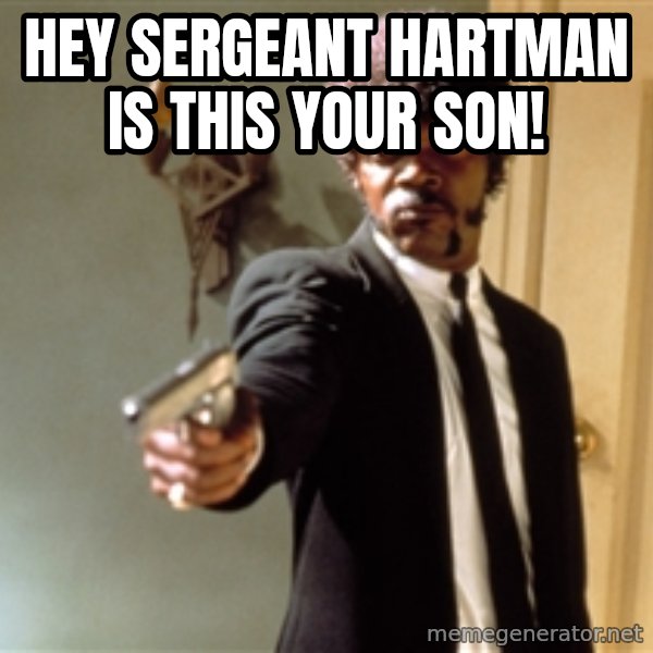 Samuel L Jackson meme: Hey Sergeant Hartman is this your son!