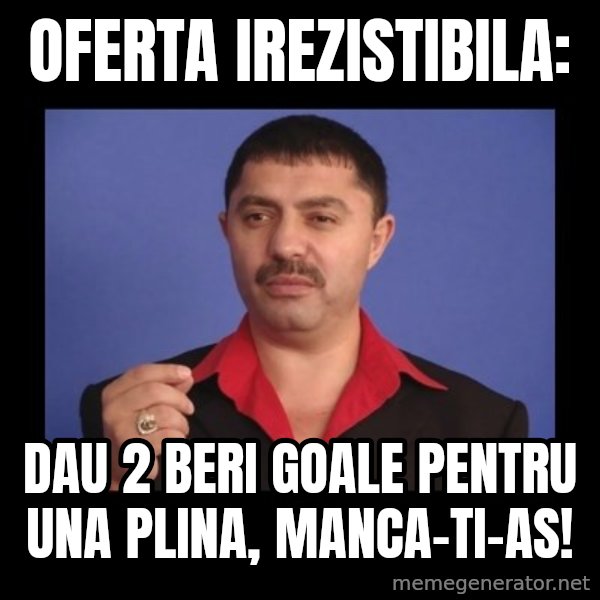 Manelistul Nicolae Guta meme: Oferta irezistibila: / Dau 2 beri goale pentru una plina, manca-ti-as!