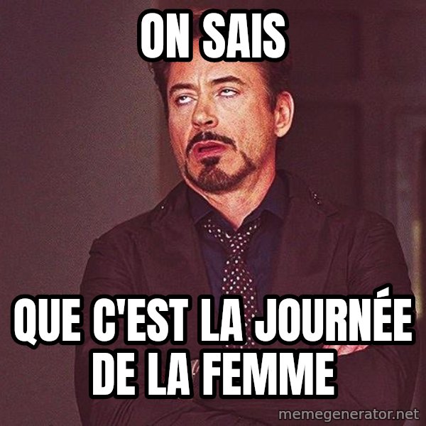 Robert Downey Jr. Eye Roll meme: On sais / que c'est la journée de la femme