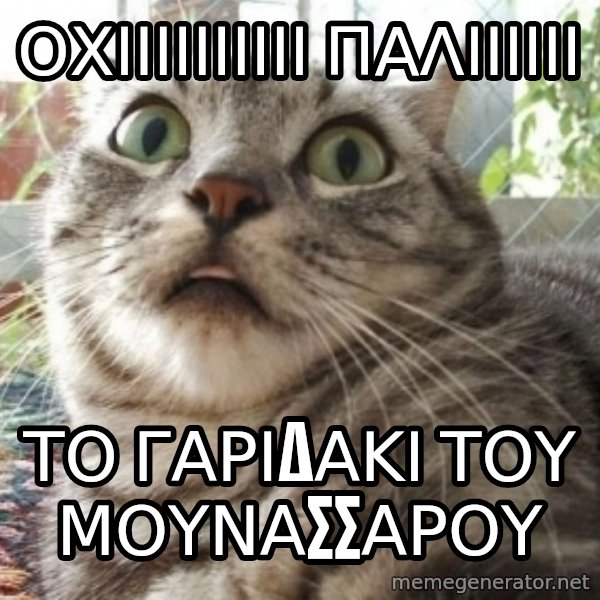 scared cat meme: ΟΧΙΙΙΙΙΙΙΙΙΙ ΠΑΛΙΙΙΙΙΙ / ΤΟ  ΓΑΡΙΔΑΚΙ ΤΟΥ ΜΟΥΝΑΣΣΑΡΟΥ