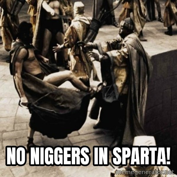 sparta kick meme: no niggers in sparta!