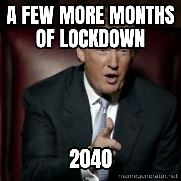 Donald Trump meme: a few more months of lockdown / 2040