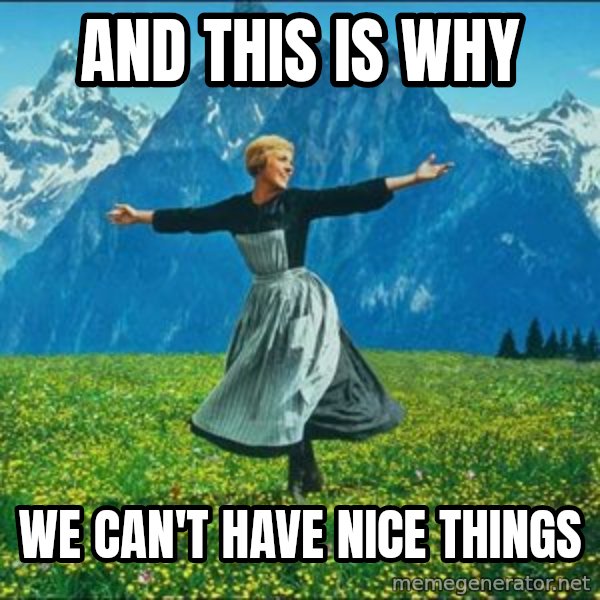 Look at all the things meme: And this is why / We can't have nice things