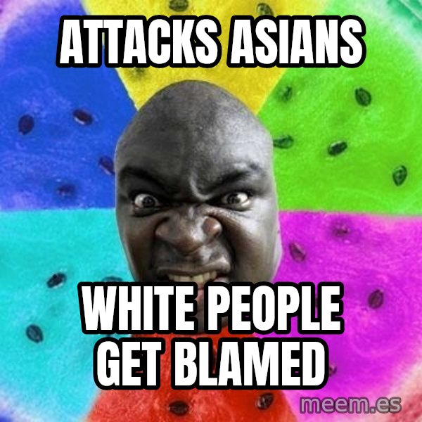 Advice Nigger meme: attacks asians / white people get blamed