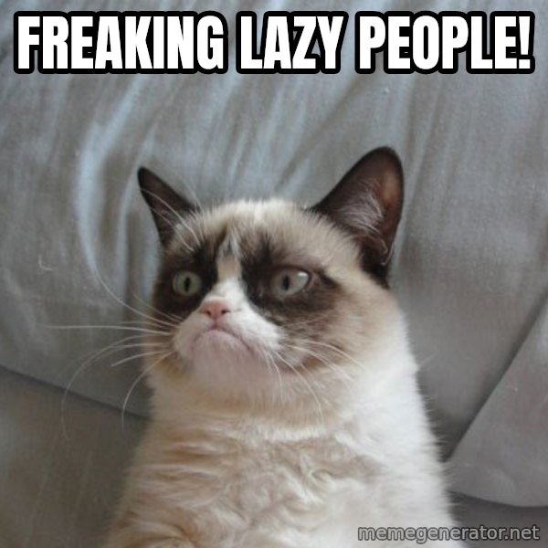 Grumpy cat good meme: Freaking Lazy people!