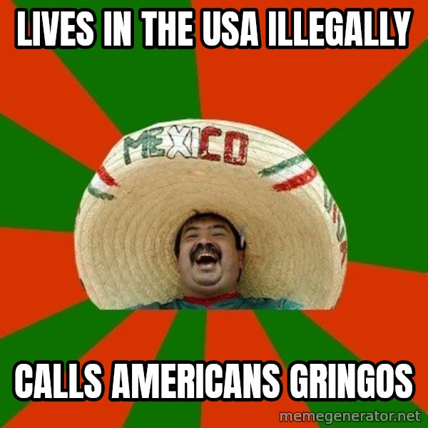 Successful Mexican meme: Lives in the usa illegally / calls americans gringos