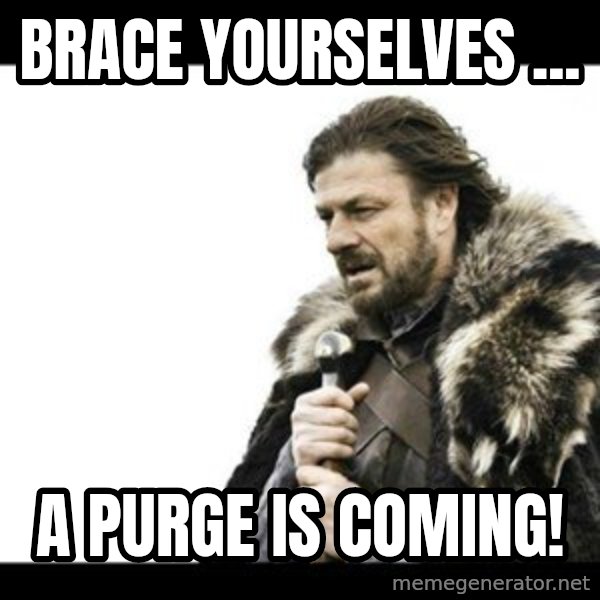 Winter is Coming meme: Brace yourselves ... / a purge is coming!