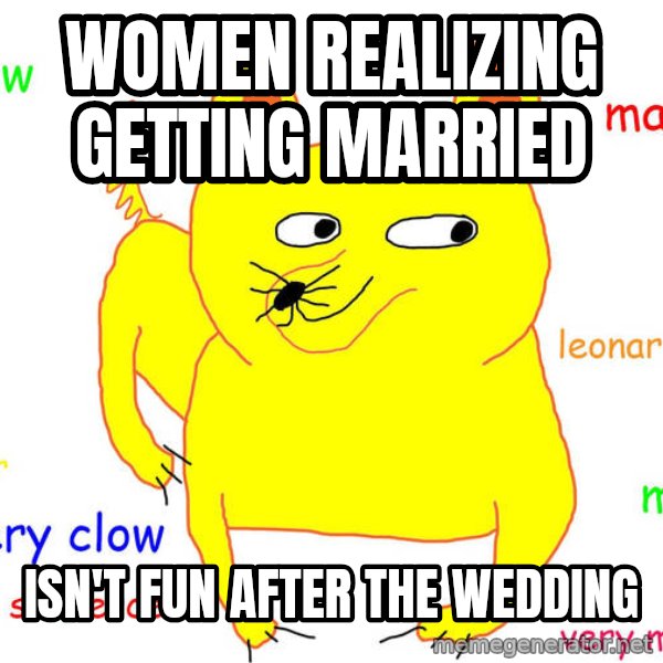 Grumpy Cat  meme: women realizing getting married / isn't fun after the wedding
