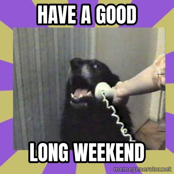 Yes, this is dog! meme: Have a good / long weekend