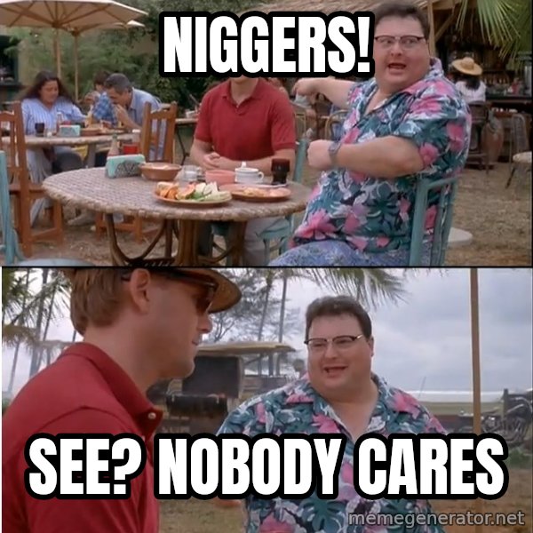 See? Nobody Cares meme: niggers! / see? nobody cares