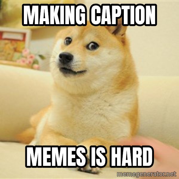 so doge meme: making caption / memes is hard