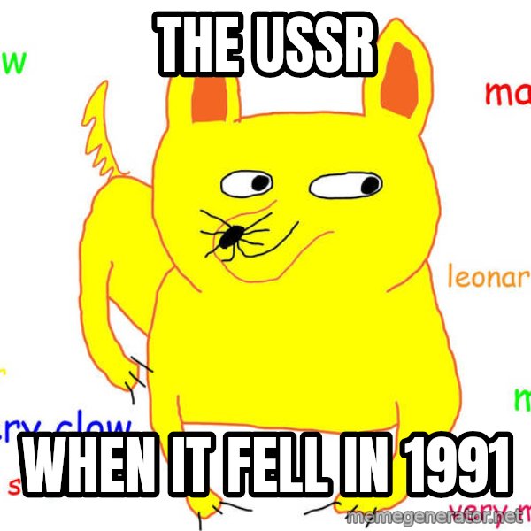 Grumpy Cat  meme: The USSR / when it fell in 1991