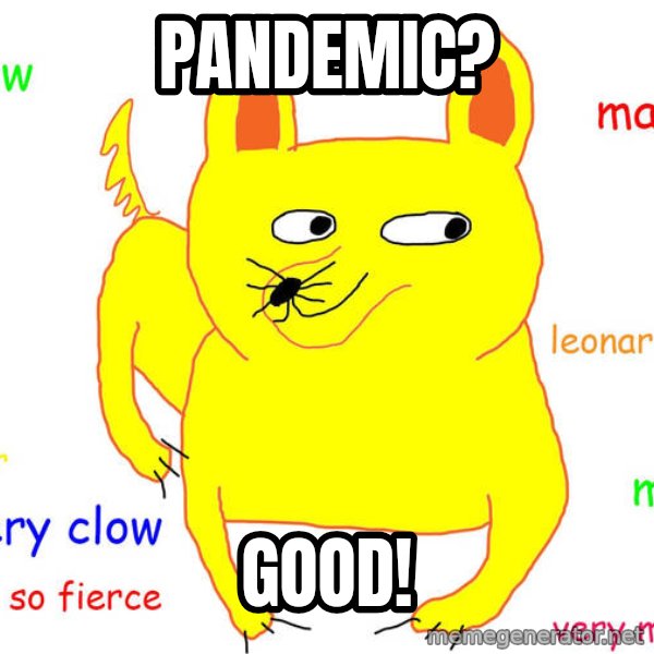 Grumpy Cat  meme: Pandemic? / Good!