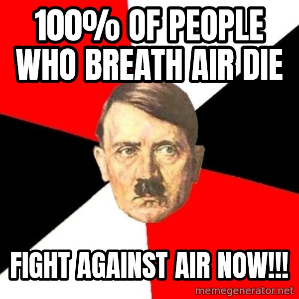 Advice Hitler meme: 100% of people who breath air DIE / FIGHT AGAINST AIR NOW!!!