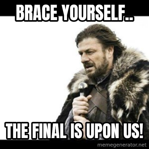 Winter is Coming meme: Brace Yourself.. / The final is upon us!