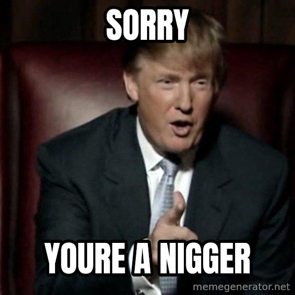 Donald Trump meme: Sorry / Youre a Nigger