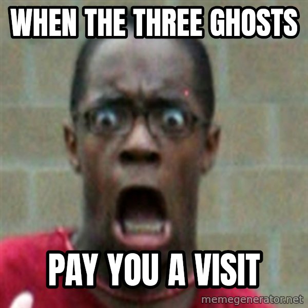 SCARED BLACK MAN meme: when the three ghosts / pay you a visit