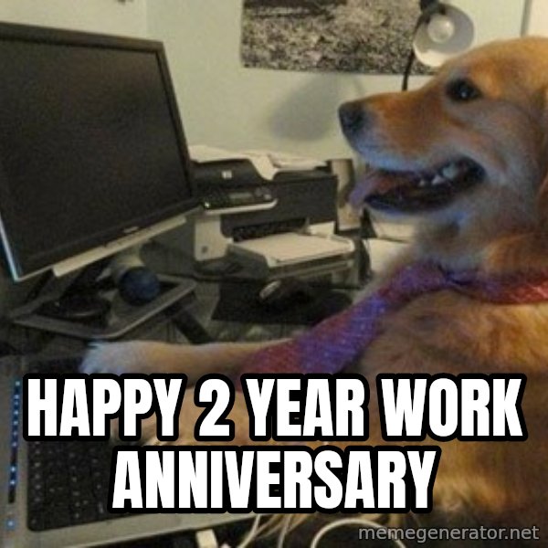 I have no idea what I'm doing - Dog with Tie meme: Happy 2 Year Work Anniversary