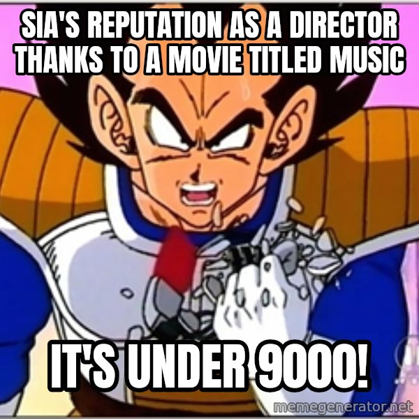 Over 9000 meme: Sia's reputation as a director thanks to a movie titled Music / It's under 9000!