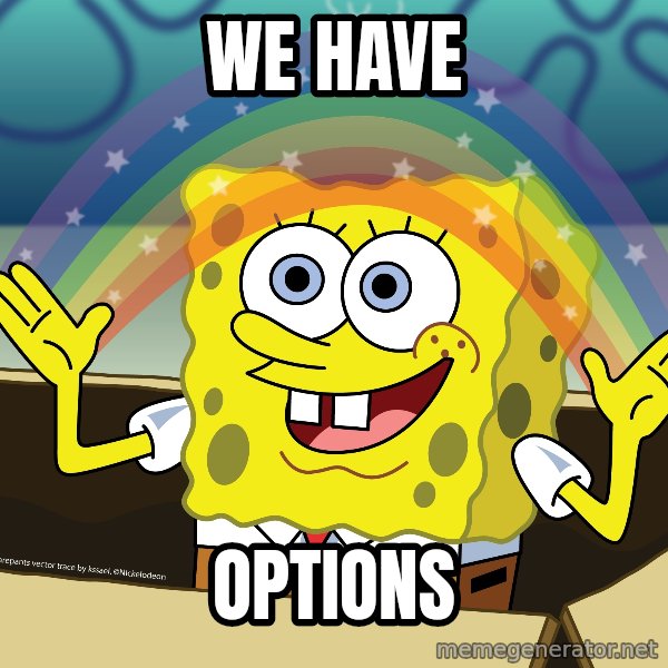 spongebob rainbow meme: we have / options