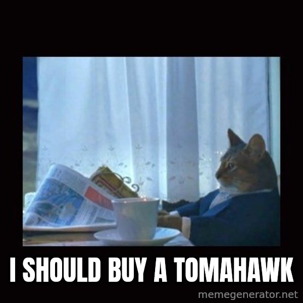 i should buy a boat cat meme: I should buy a tomahawk
