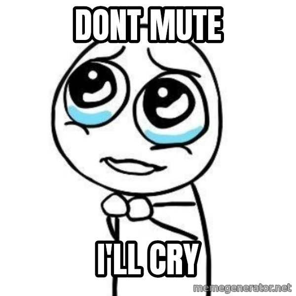 Please guy meme: dont mute / I'll cry