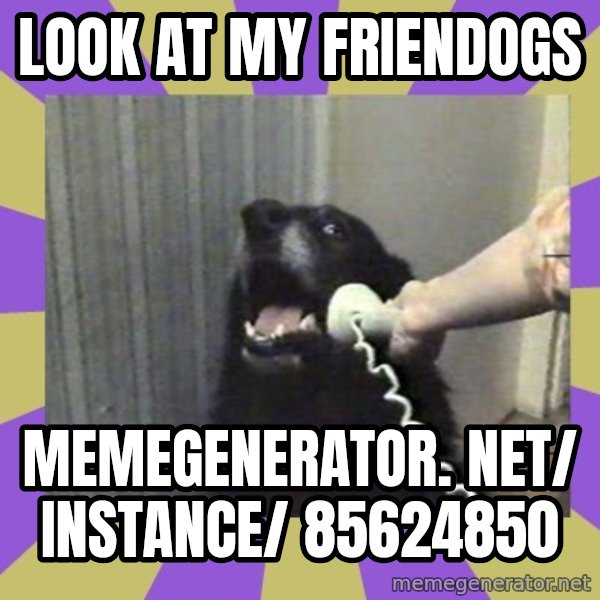 Yes, this is dog! meme: Look at my friendogs / memegenerator. net/ instance/ 85624850