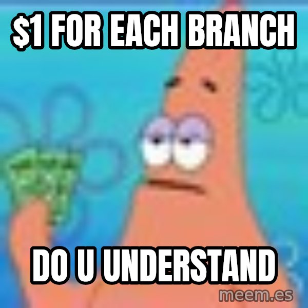 Patrick Star Three Dollars meme: $1 For each branch / Do  u Understand
