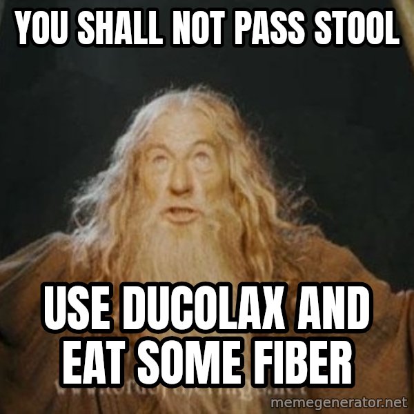 You shall not pass meme: you shall not pass stool / use ducolax and eat some fiber