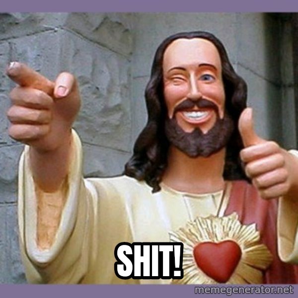buddy jesus meme: shit!