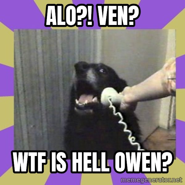 Yes, this is dog! meme: Alo?! Ven? / WTF is hell owen?
