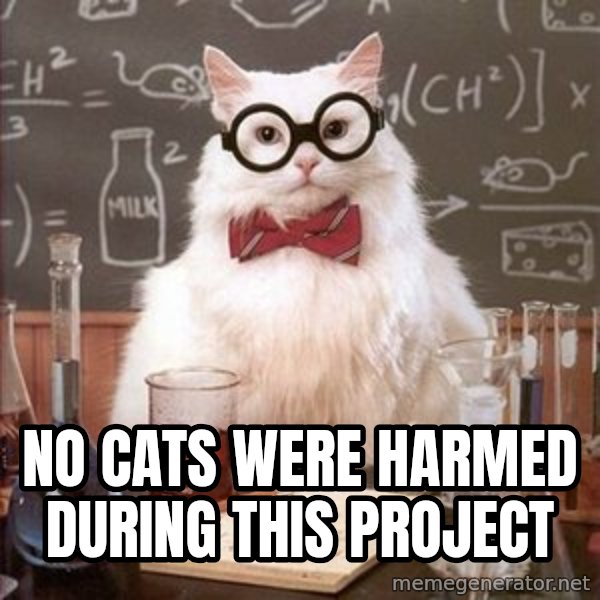Chemistry Cat meme: No cats were harmed during this project