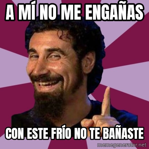 Serj Tankian meme: A mí no me engañas / con este frío no te bañaste