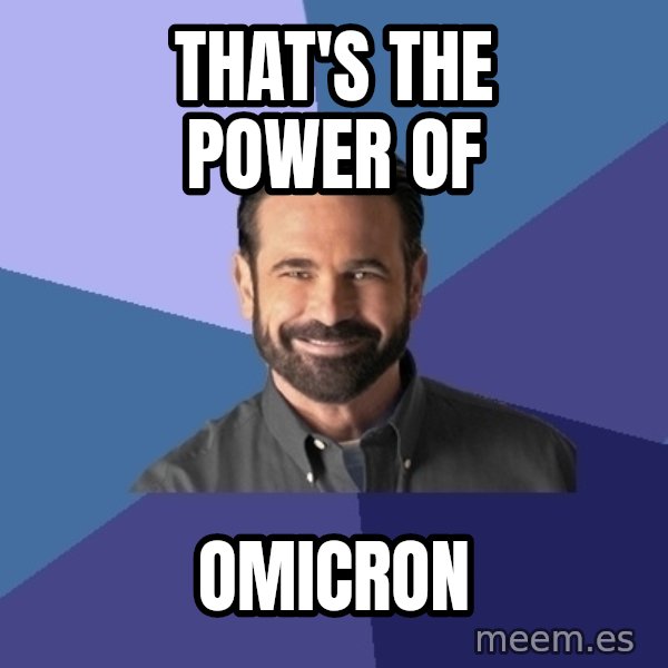 Billy Mays meme: That's the power of / Omicron