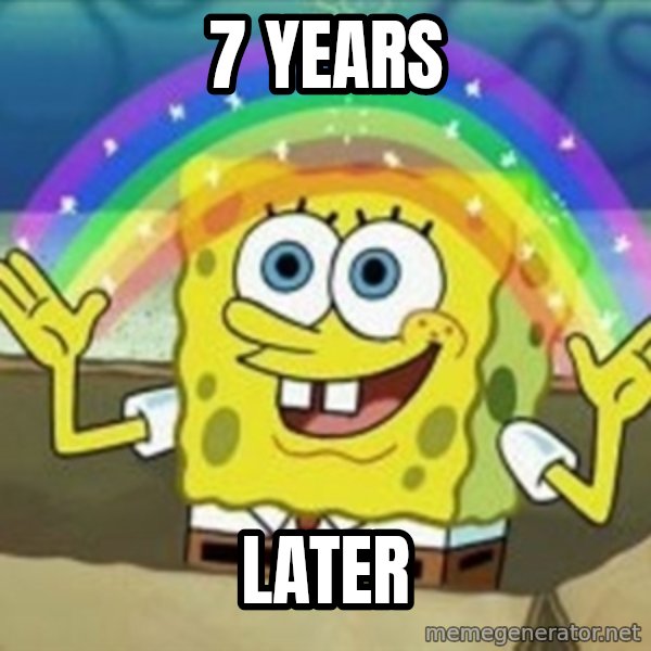Spongebob meme: 7 years / later