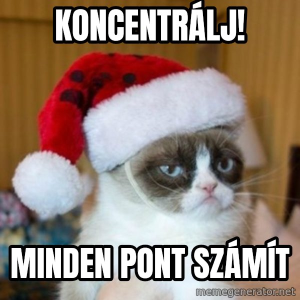 Grumpy Cat Santa Hat meme: koncentrálj! / minden pont számít