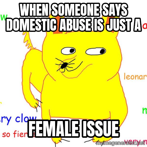 Grumpy Cat  meme: when someone says domestic abuse is just a / Female issue