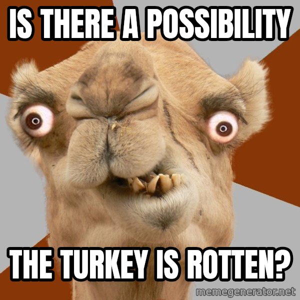 Crazy Camel lol meme: Is there a possibility / the turkey is rotten?