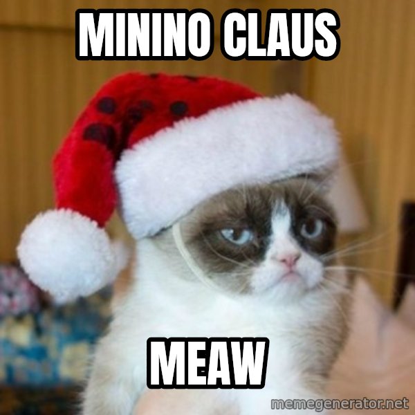 Grumpy Cat Santa Hat meme: minino claus / meaw