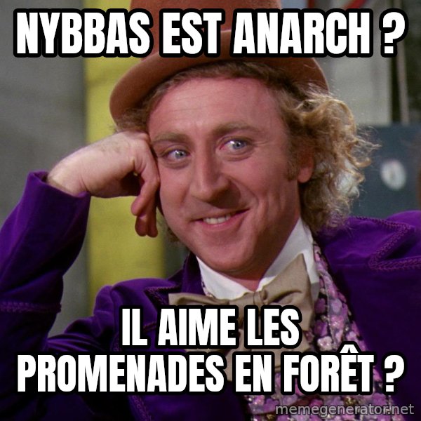 Willy Wonka meme: Nybbas est Anarch ? / Il aime les promenades en forêt ?