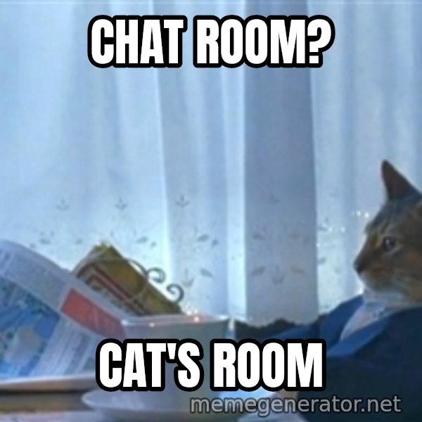Sophisticated Cat meme: Chat room? / Cat's room